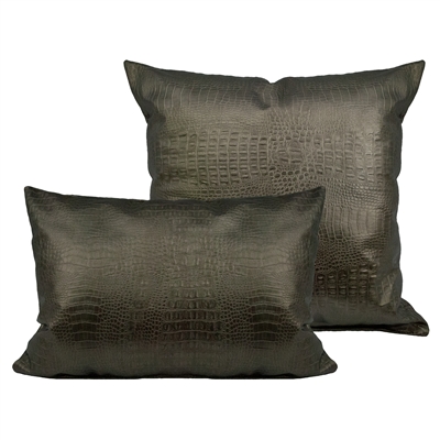 Sherry Kline Gator Faux Leather Silver Bronze Combo Pillows (Set of 2)