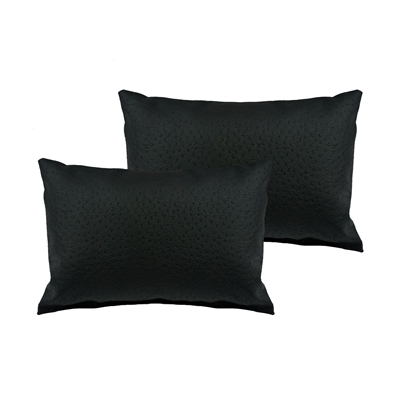 Sherry Kline Orich Faux Leather Black Boudoir Pillow (Set of 2)