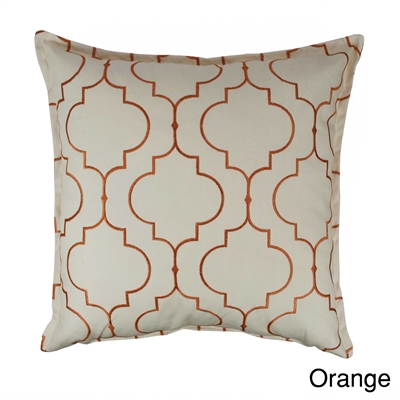 Sherry Kline Hampton Orange Embroidered Reversible 20 inch Decorative Pillow