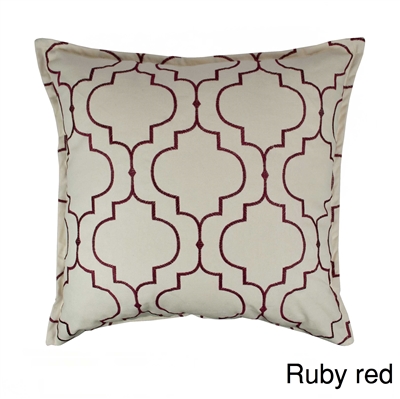 Sherry Kline Hampton Ruby Red Embroidered Reversible 20 inch Decorative Pillow