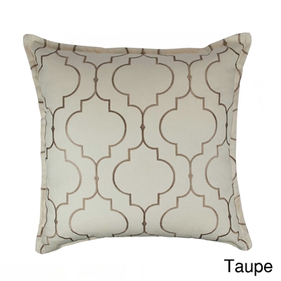 Sherry Kline Hampton Taupe Embroidered Reversible 20 inch Decorative Pillow