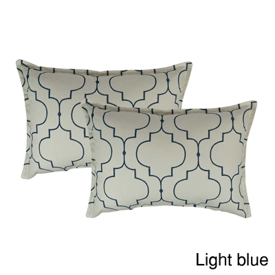 Sherry Kline Hampton Light Blue Embroidered Reversible Boudoir Decorative Pillow