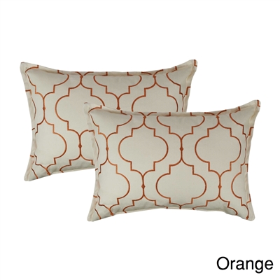 Sherry Kline Hampton Orange Embroidered Reversible Boudoir Decorative Pillow