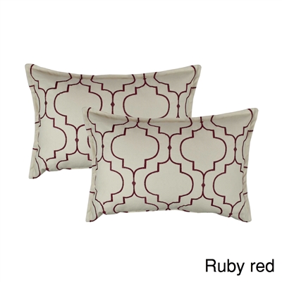 Sherry Kline Hampton Ruby Red Embroidered Reversible Boudoir Decorative Pillow