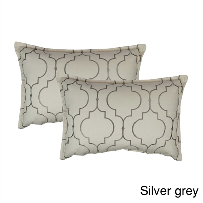 Sherry Kline Hampton Silver Grey Embroidered Reversible Boudoir Decorative Pillow