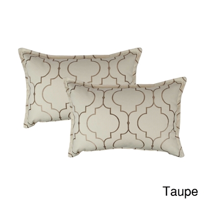 Sherry Kline Hampton Taupe Embroidered Reversible Boudoir Decorative Pillow