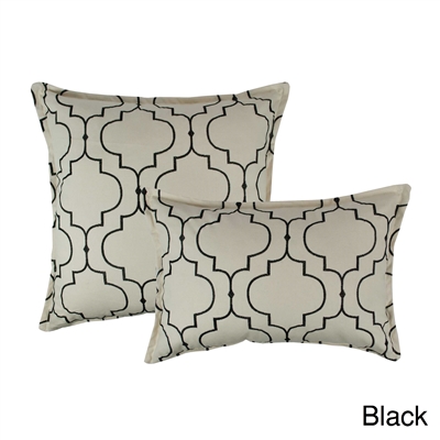 Sherry Kline Hampton Black Embroidered Reversible Combo Decorative Pillow
