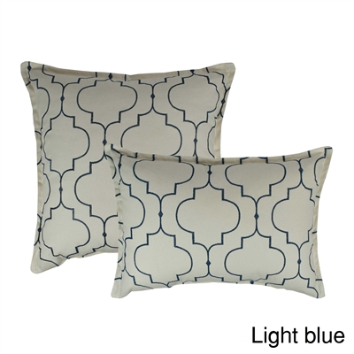 Sherry Kline Hampton Light Blue Embroidered Reversible Combo Decorative Pillow