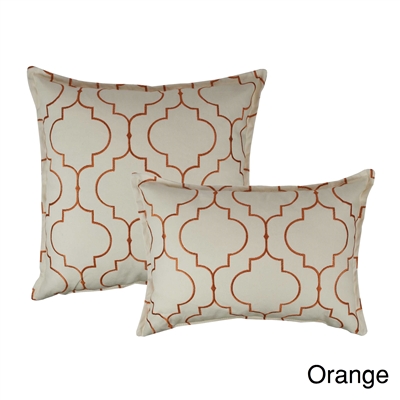 Sherry Kline Hampton Orange Embroidered Reversible Combo Decorative Pillow
