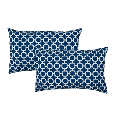 Sherry Kline Hockley D.Blue Outdoor Boudoir Pillow (Set of 2)