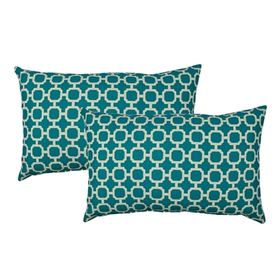 Sherry Kline Hockley Teal Outdoor Boudoir Pillow (Set of 2)