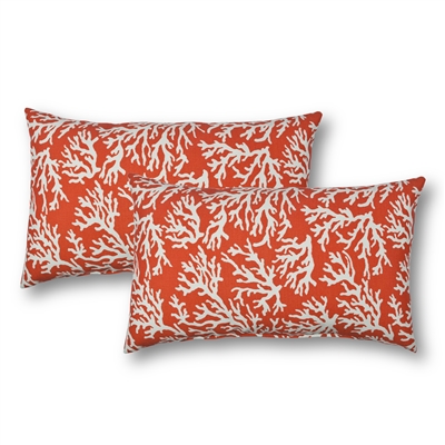 Sherry Kline Coral Reef Orange Outdoor Boudoir Pillow (Set of 2)