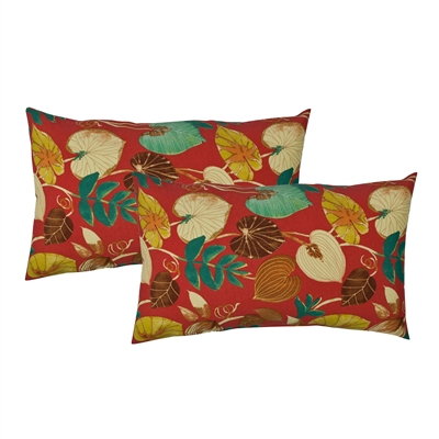 Sherry Kline Tropics Red Outdoor Boudoir Pillow (Set of 2)