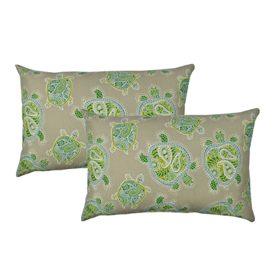 Sherry Kline Sea Turtles Green Outdoor Boudoir Pillow (Set of 2)