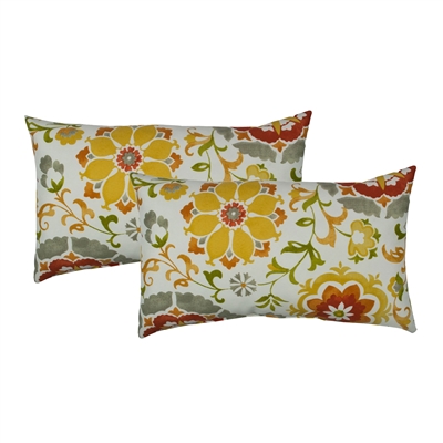 Sherry Kline Flower Power Orange Outdoor Boudoir Pillow (Set of 2)