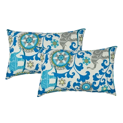 Sherry Kline Elephant Parade Blue Outdoor Boudoir Pillow (Set of 2)