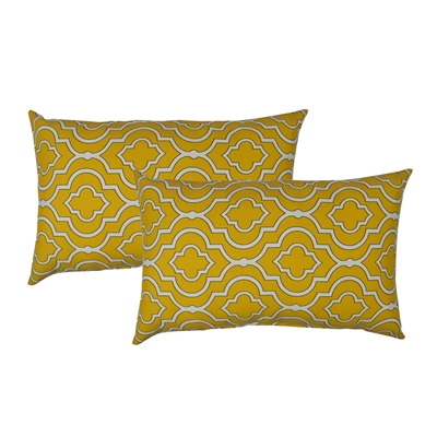 Sherry Kline Lattice Yellow Outdoor Boudoir Pillow (Set of 2)