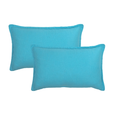 Sherry Kline Frisco Linen Light Blue Reversible Boudoir Decorative pillow (set of 2)