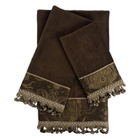 Sherry Kline China Art Brown 3-piece Embellished  Towel Set