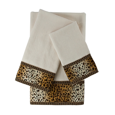 Sherry Kline Panthera Ecru 3-piece Embellished Towel Set