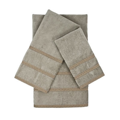 Sherry Kline Boudeaux Grey 3 piece Embellished Towel Set