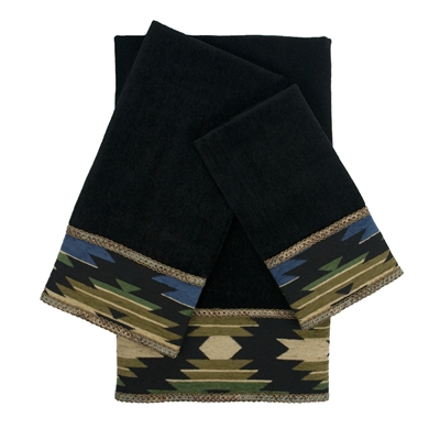 Sherry Kline Phoenix Black 3-piece Embellished Towel Set