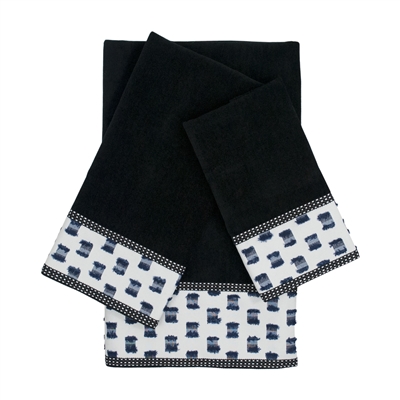 Sherry Kline O'Fifi Indigo-Black 3-piece Embellished Towel Set