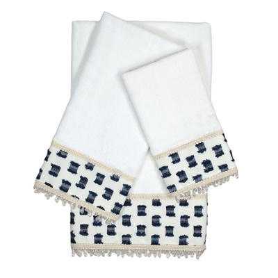 Sherry Kline O'Fifi Indigo-White 3-piece Embellished Towel Set