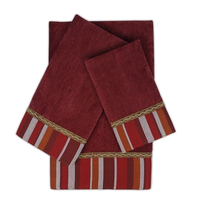 Sherry Kline Causeway Red 3-piece Embellished Towel Set