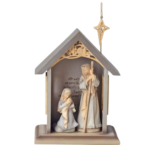 Foundations - 3 Piece Mini Holy Family With Stable Set