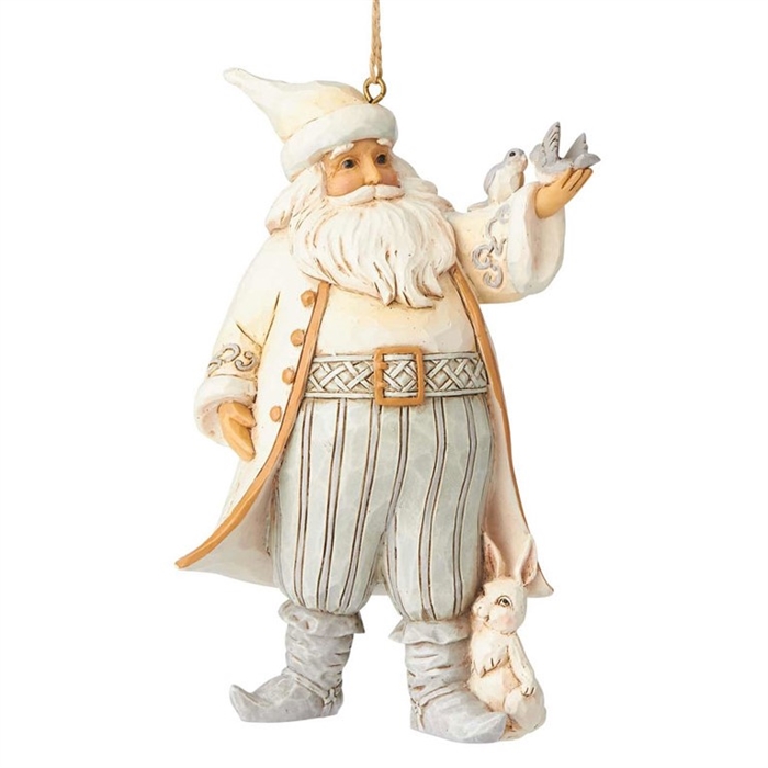 Jim Shore Heartwood Creek - White Woodland Santa Christmas Ornament