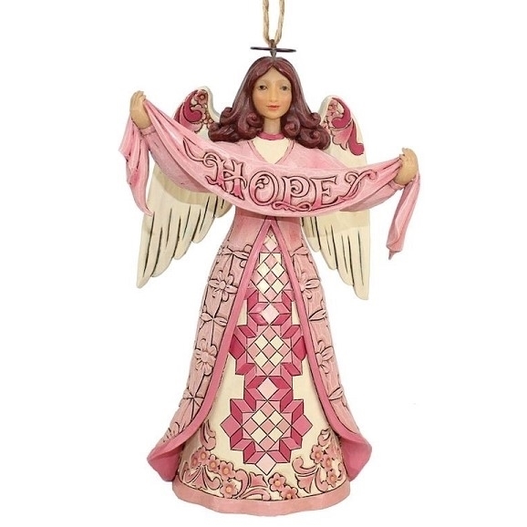 Jim Shore Heartwood Creek - Hope Breast Cancer Awareness Angel Ornament