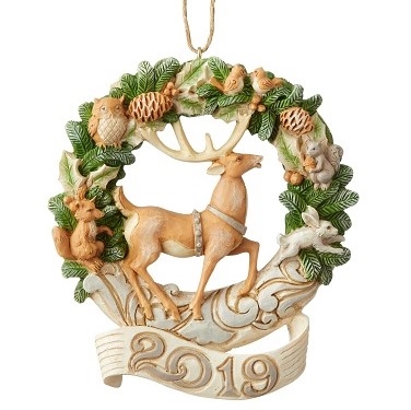 Jim Shore Heartwood Creek - Woodland Dated 2019 Deer Wreath Ornament