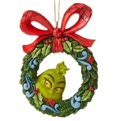 Jim Shore Grinch Peeking Thru Wreath Ornament