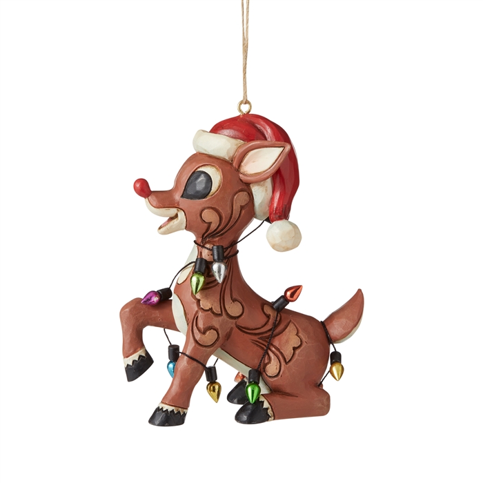 Rudolph Traditions by Jim Shore - Rudolph Wrapped In Lights Ornament