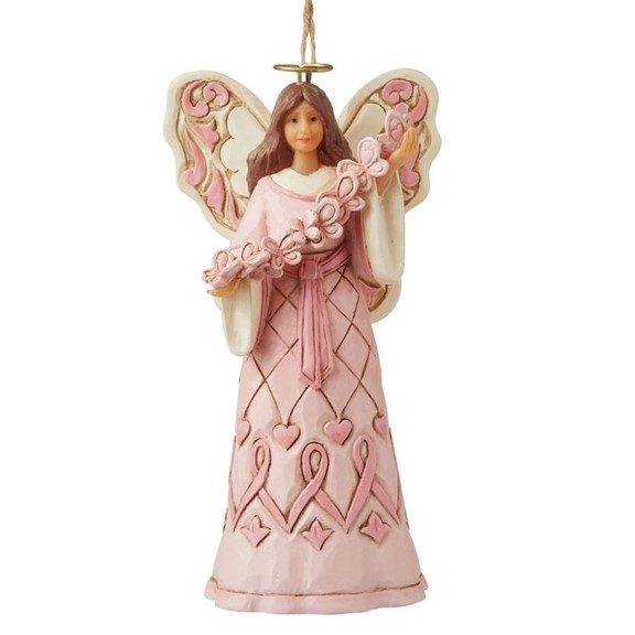 Jim Shore Heartwood Creek | Hope Takes Wing - Pink Angel With Butterfly Breast CancerrAwareness Ornament 6008101 | DBC Collectibles