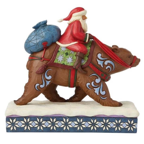 Jim Shore Heartwood Creek | Bearing Gifts For One and All  - Santa Riding Brown Bear 6008875 | DBC Collectibles