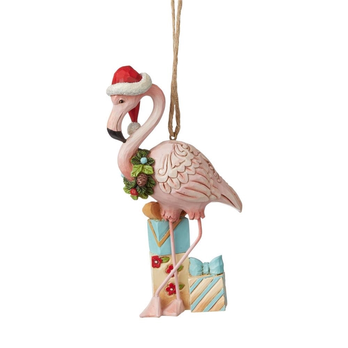 Jim Shore Heartwood Creek Christmas Flamingo Ornament
 6008939 | DBC Collectibles