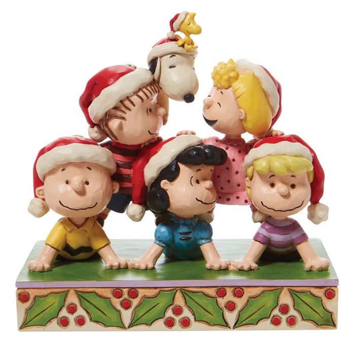 Jim Shore Peanuts | Stacked with Friendship - Peanuts Holiday Pyramid 6008953 | DBC Collectibles