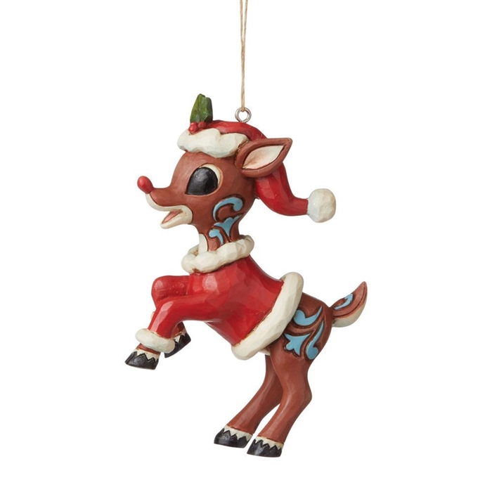 Jim Shore Rudolph Traditions | Rudolph in Santa Suit Ornament 6009113 | DBC Collectibles