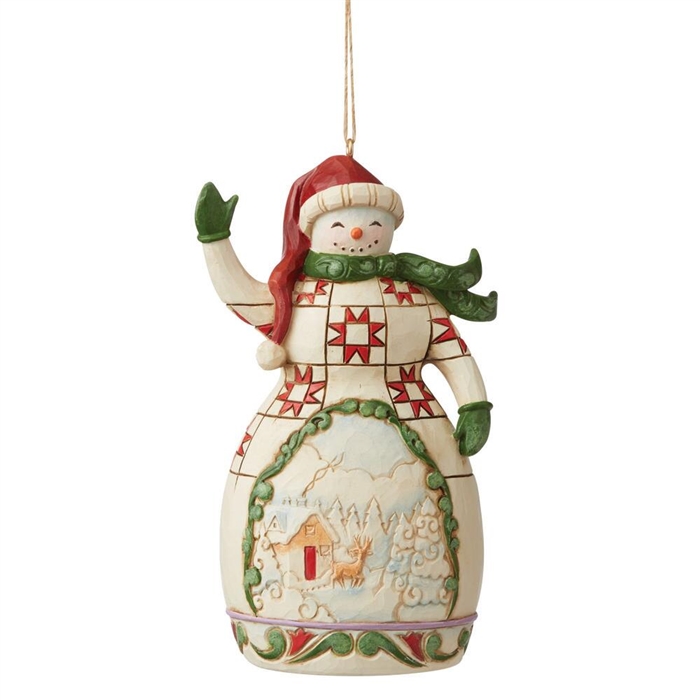 Jim Shore Heartwood Creek | Red & Green Snowman Ornament 6009470 | DBC Collectibles