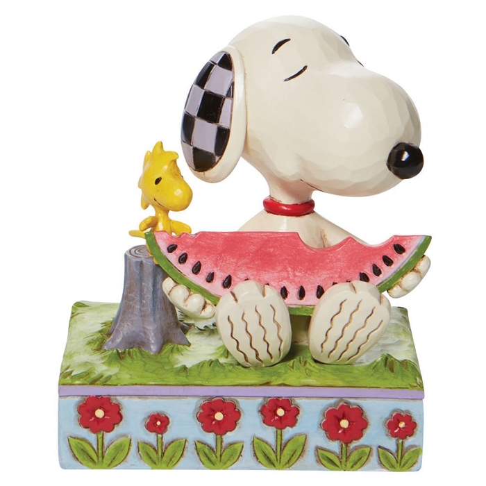 Jim Shore Peanuts | A Summer Snack - Snoopy Eating Watermelon 6010113 | DBC Collectibles