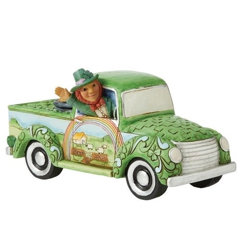 Jim Shore Heartwood Creek | Truckload Of Luck - Leprechaun in Green Truck 6010268 | DBC Collectibles