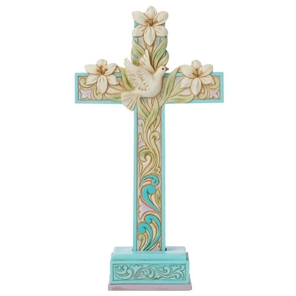 JIm Shore Heartwood Creek - Cross with Lilies and Dove
