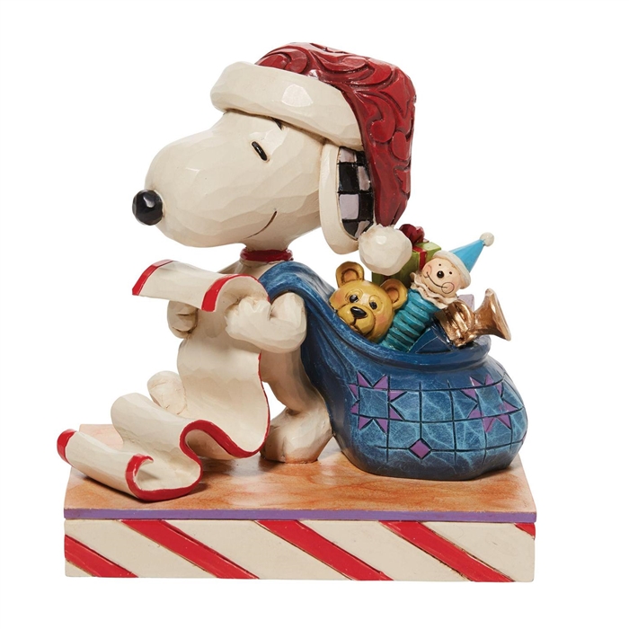 Peanuts By Jim Shore |   Checking it Twice - Santa Snoopy with List and Bag 6010323 | DBC Collectibles