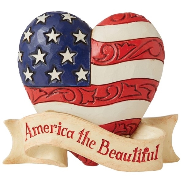 Jim Shore Heartwood Creek |   Mini Patriotic Beautiful Heart - 6010559 | DBC Collectibles