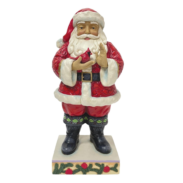 Jim Shore Heartwood Creek | Touched By Wonder - Santa Holding Cardinal 6010815 | DBC Collectibles