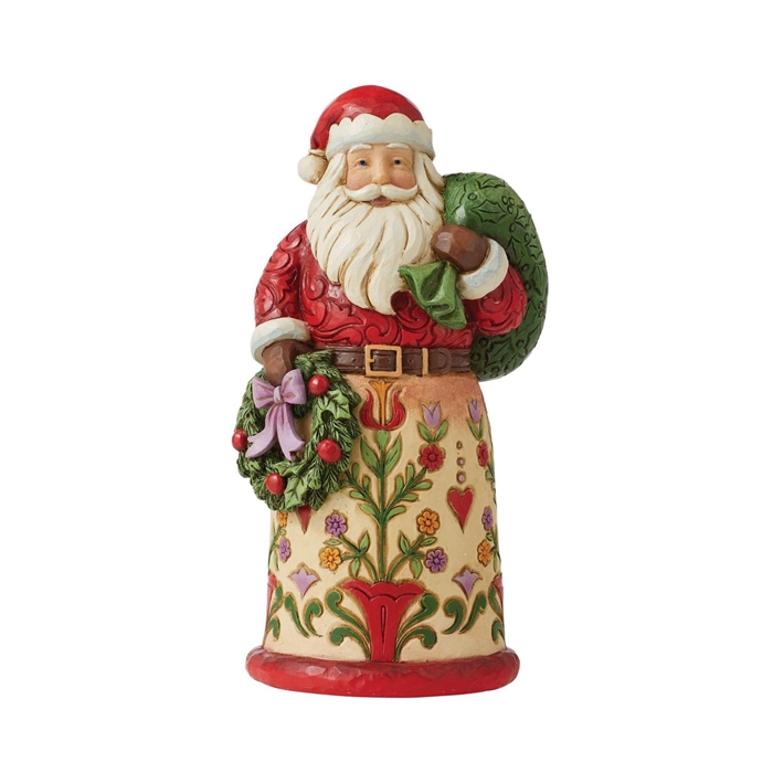 Jim Shore Heartwood Creek | Bringing Christmas Home - Santa Holding Wreath and Bag 6010823 | DBC Collectibles