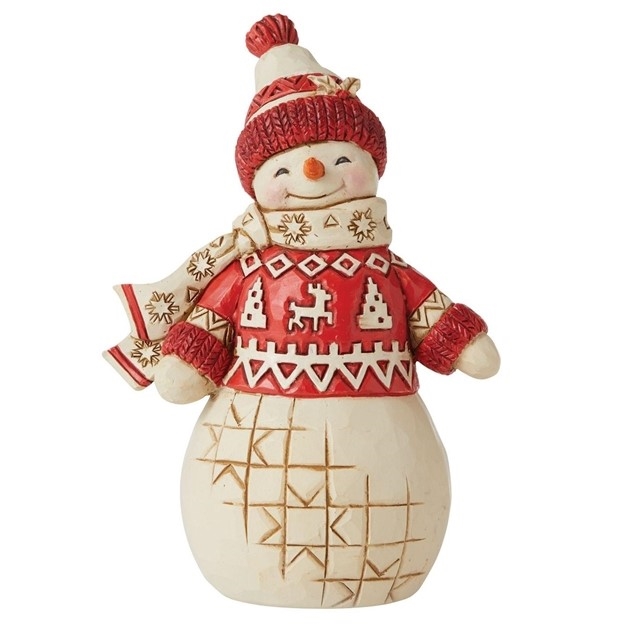 Jim Shore Heartwood Creek  | Snowy Smiles - Nordic Noel Snowman in Sweater  6010835 | DBC Collectibles