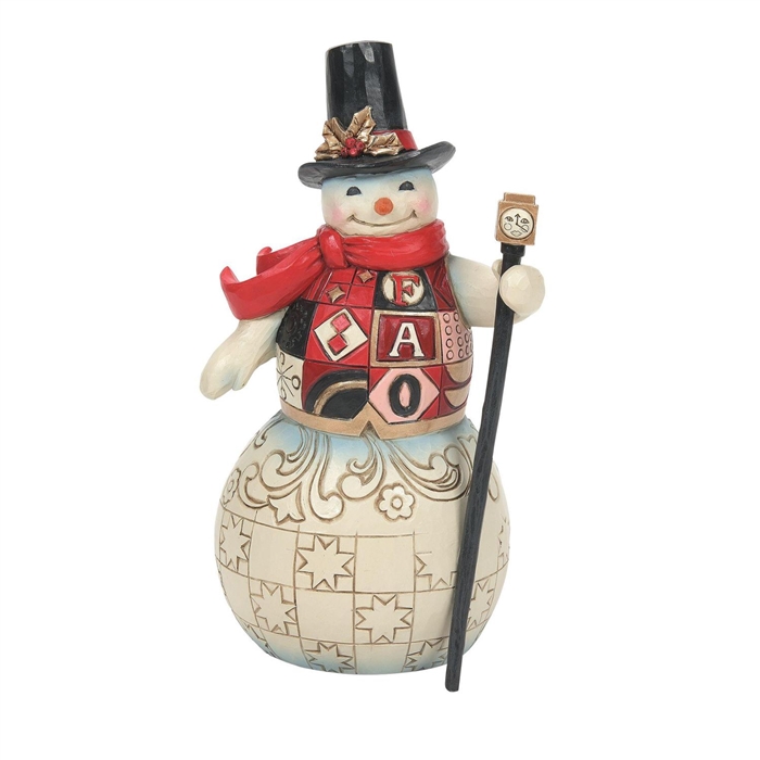 FAO Schwarz by Jim Shore | All Dressed Up For Holiday Fun - Snowman in FAO Vest 6010854 | DBC Collectibles